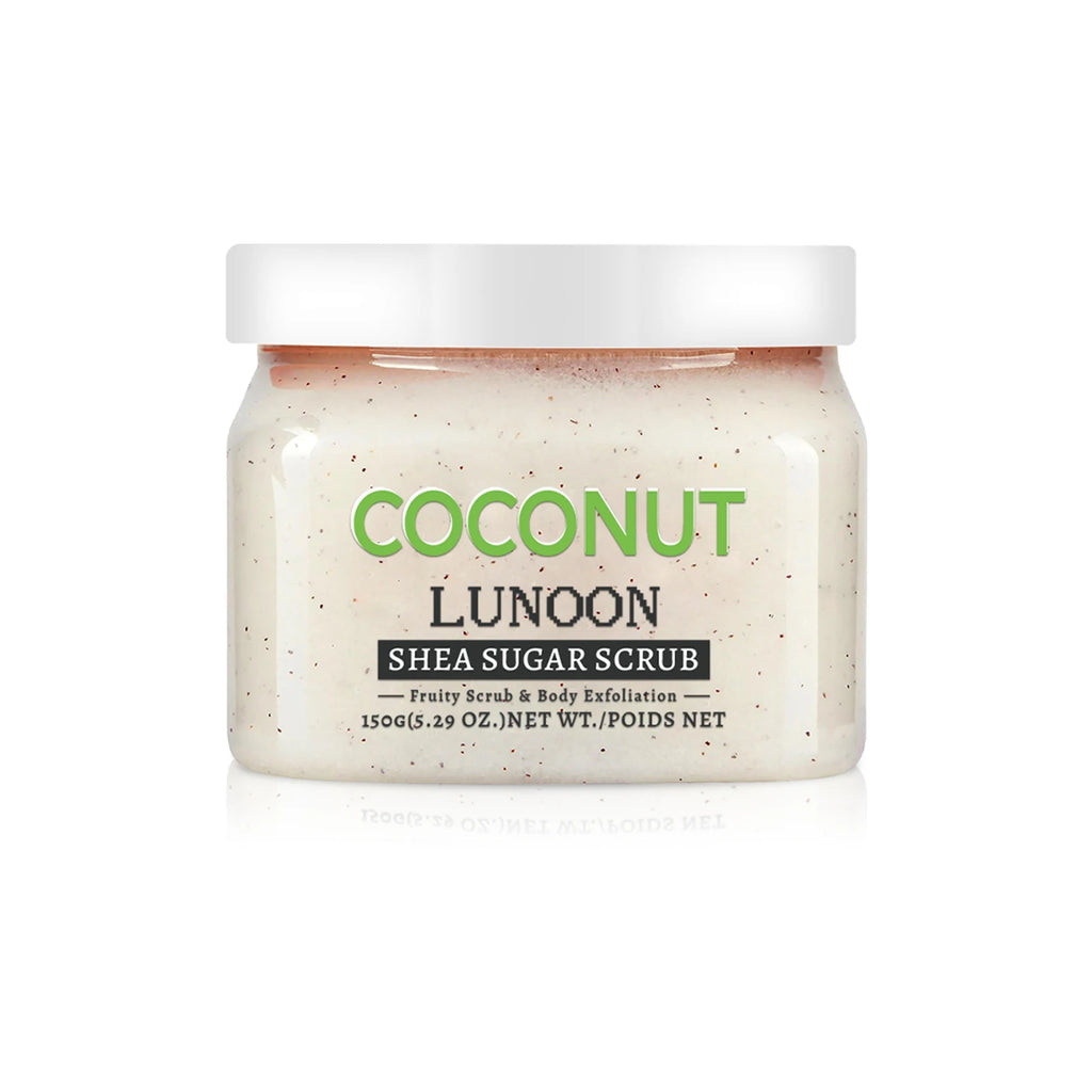 Coconut Shea Sugar Scrub 150g – LUNOON Exfoliating Body Scrub for Smooth Skin, Natural Moisturizing with Coconut & Shea Butter