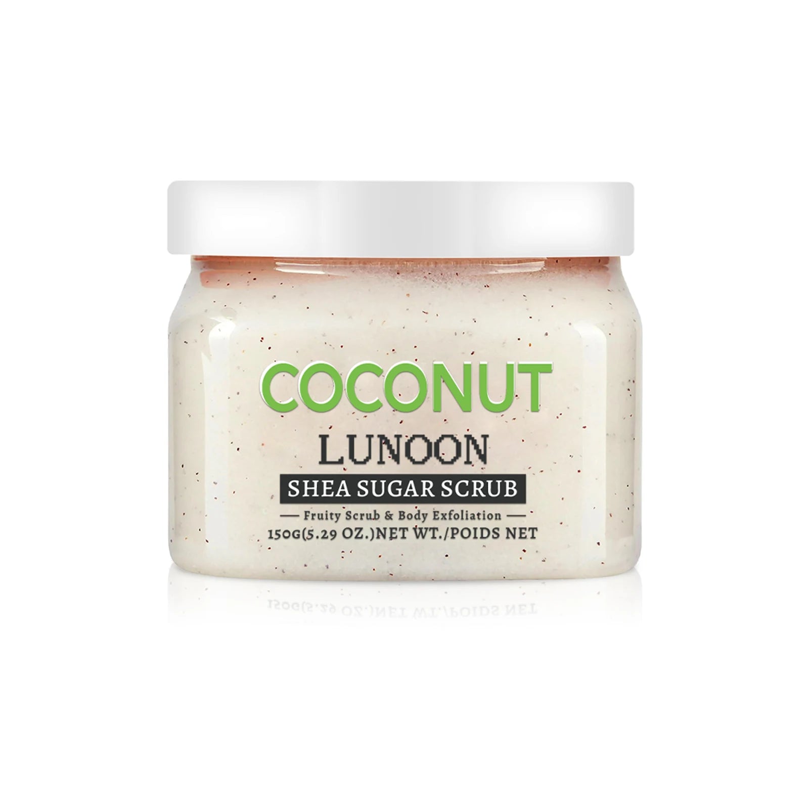 Coconut Shea Sugar Scrub 150g – LUNOON Exfoliating Body Scrub for Smooth Skin, Natural Moisturizing with Coconut & Shea Butter