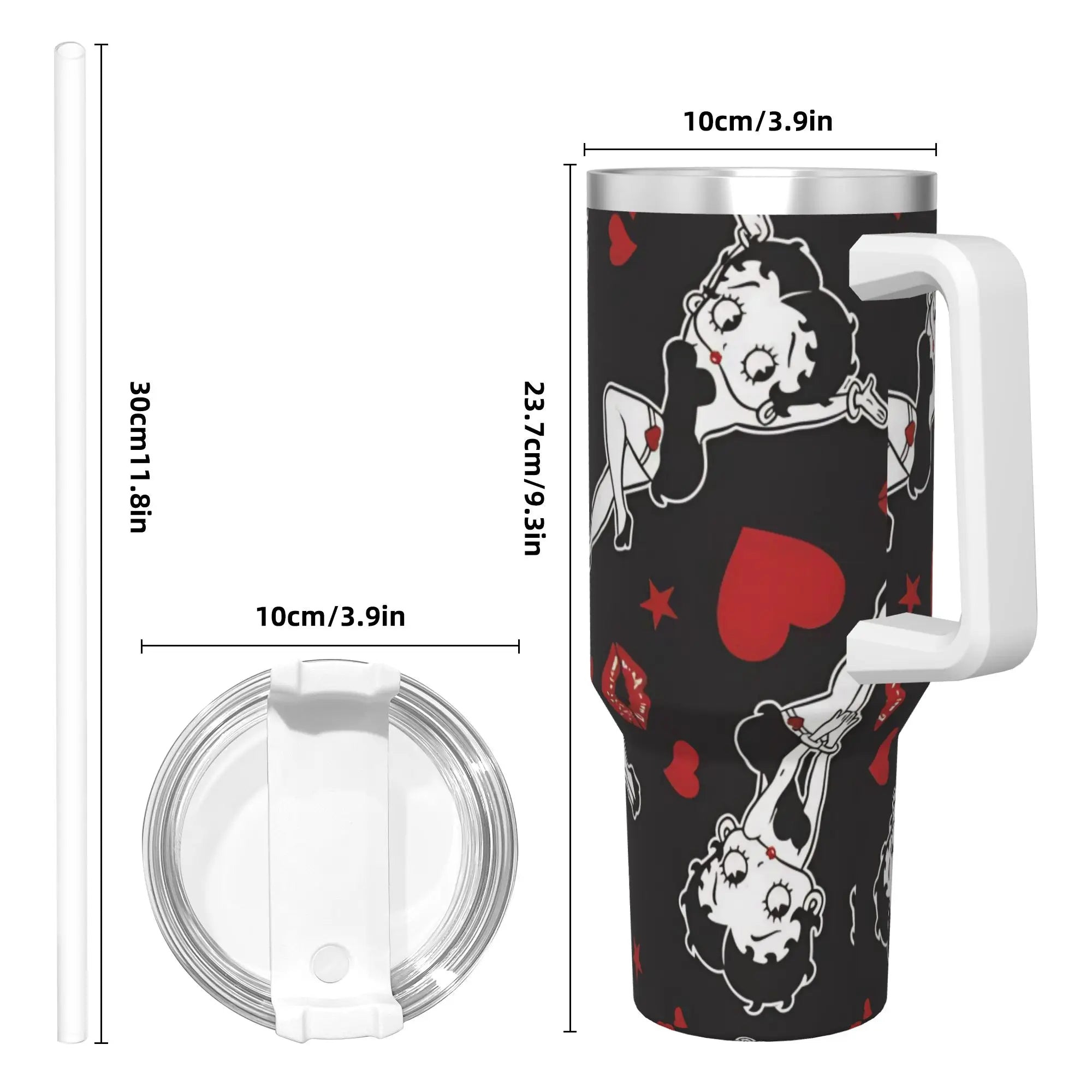 B-Bettys Boops Tumbler 40oz Stainless Steel Double Wall Vacuum Insulated  Tumblers Cup With Straw