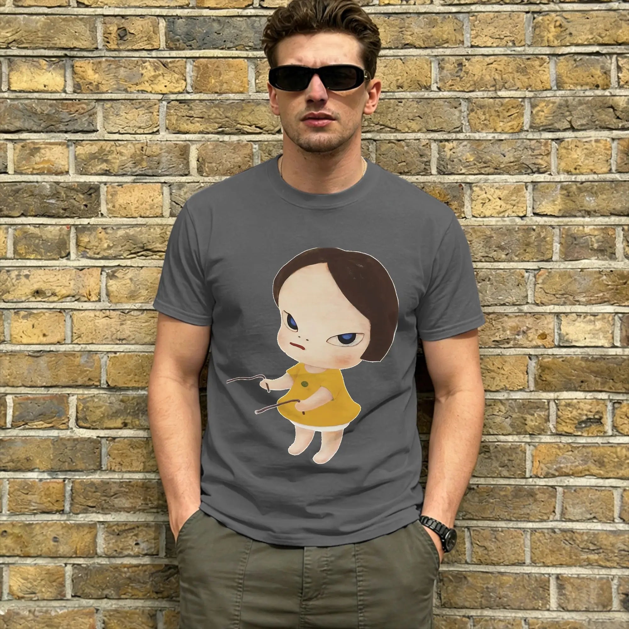 Men's T-Shirts Yoshitomos Nara Funny Pure Cotton Tee Shirt Short Sleeve  T Shirt Round Neck Clothes 4XL 5XL 6XL