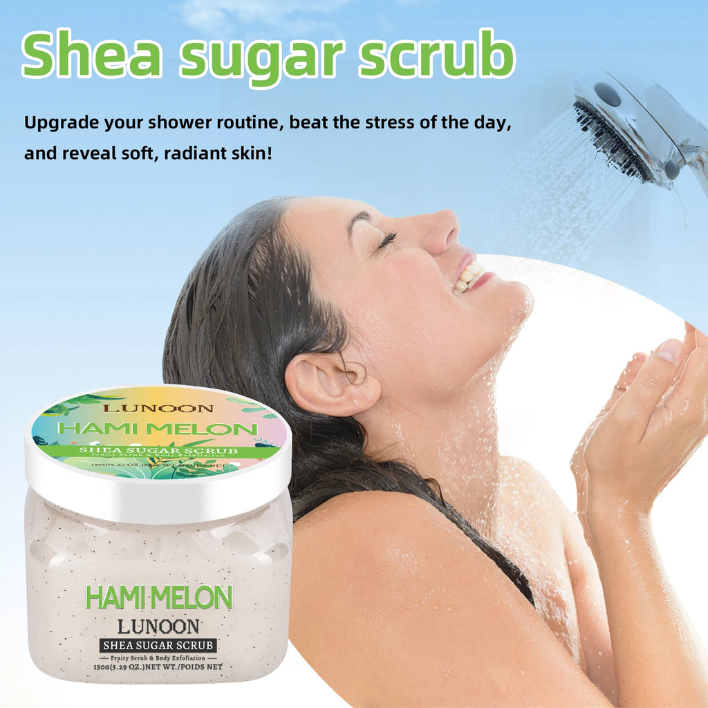 Coconut Shea Sugar Scrub 150g – LUNOON Exfoliating Body Scrub for Smooth Skin, Natural Moisturizing with Coconut & Shea Butter