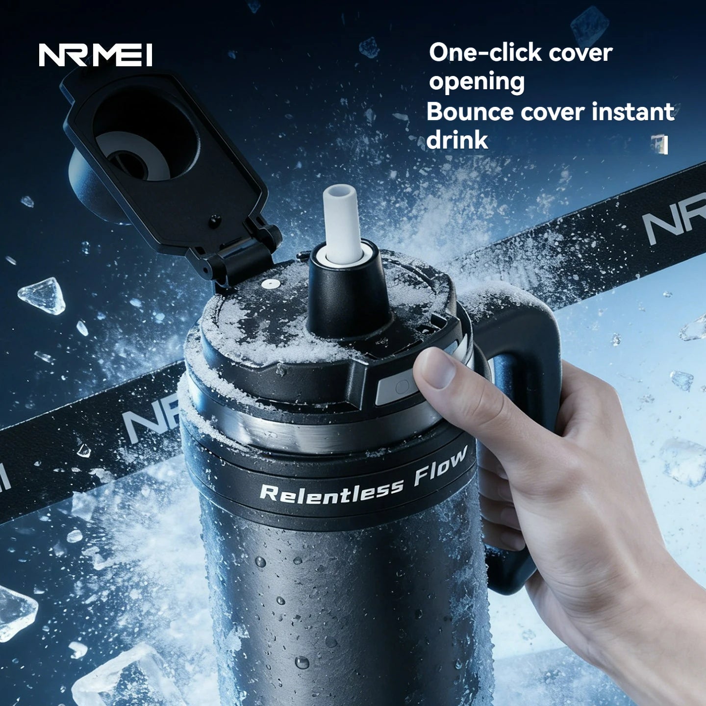 Cold Insulated Tumbler Ceramic Inner Large Water Bottle Car Cup  with Handle Straw Multipurpose Fitness