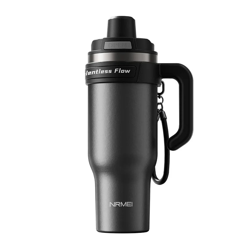 Cold Insulated Tumbler Ceramic Inner Large Water Bottle Car Cup  with Handle Straw Multipurpose Fitness