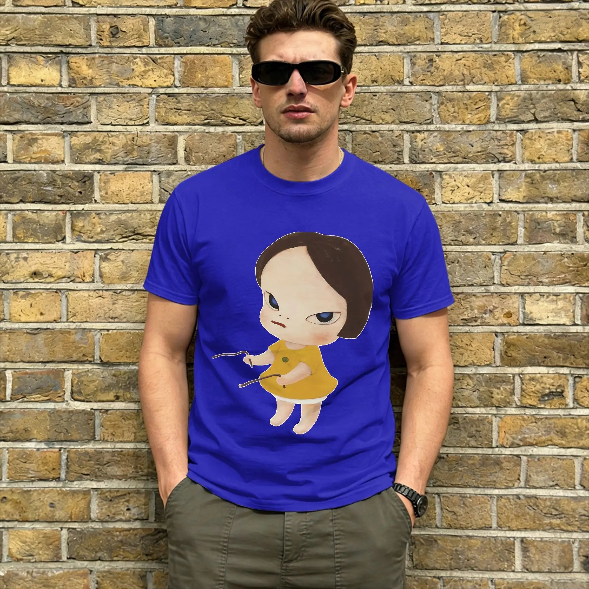 Men's T-Shirts Yoshitomos Nara Funny Pure Cotton Tee Shirt Short Sleeve  T Shirt Round Neck Clothes 4XL 5XL 6XL