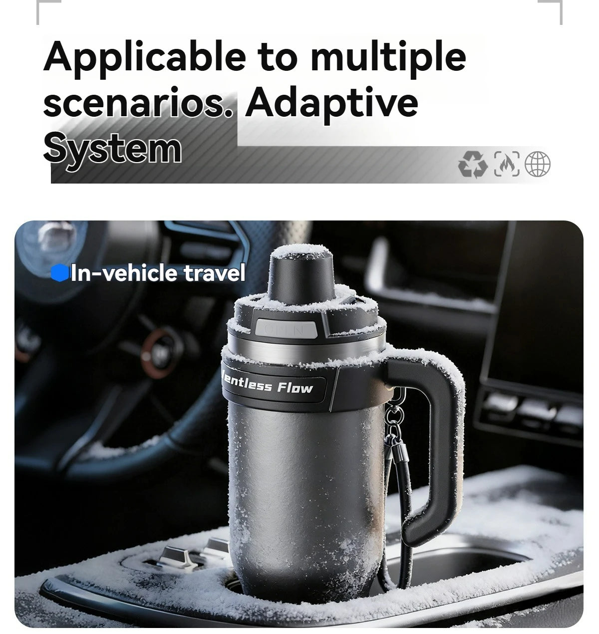 Cold Insulated Tumbler Ceramic Inner Large Water Bottle Car Cup  with Handle Straw Multipurpose Fitness