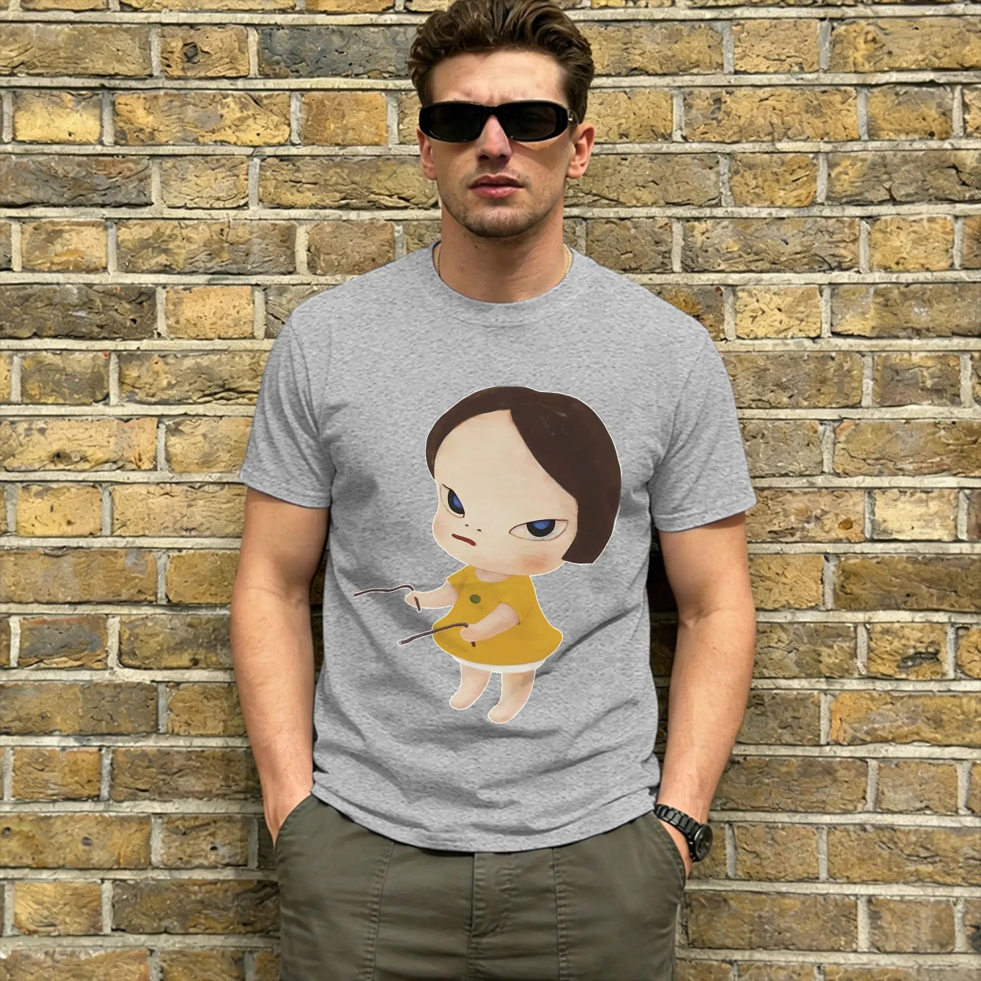Men's T-Shirts Yoshitomos Nara Funny Pure Cotton Tee Shirt Short Sleeve  T Shirt Round Neck Clothes 4XL 5XL 6XL