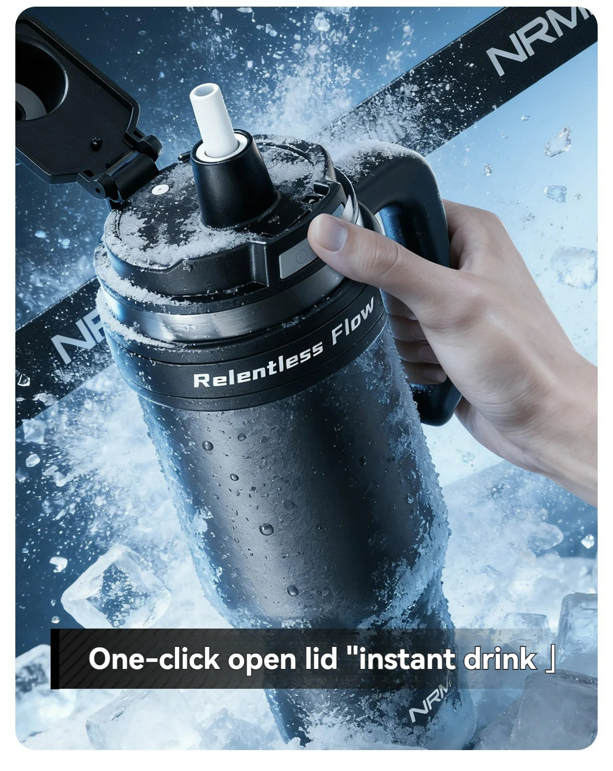 Cold Insulated Tumbler Ceramic Inner Large Water Bottle Car Cup  with Handle Straw Multipurpose Fitness