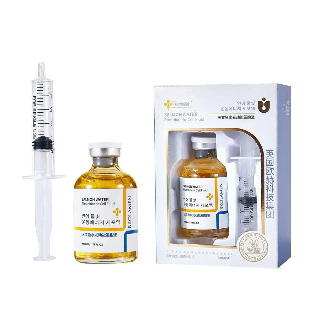 Facial Essence Salmon Ampoule Serum Firming Cream Anti-Wrinkle Fade Lines Repair Skin Barrier Deep Renew Strengthen Skin