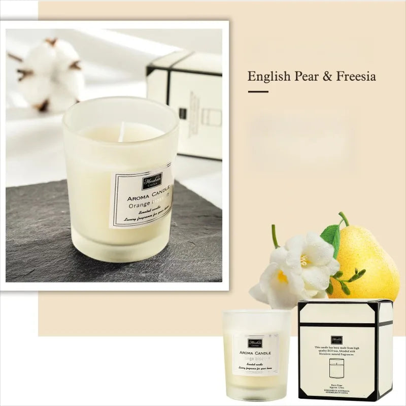 3-Color Glass Jar Scented Candle Natural Soy Wax Smokeless Aromatherapy Candle with 9 Fragrance Options for Home & Gift