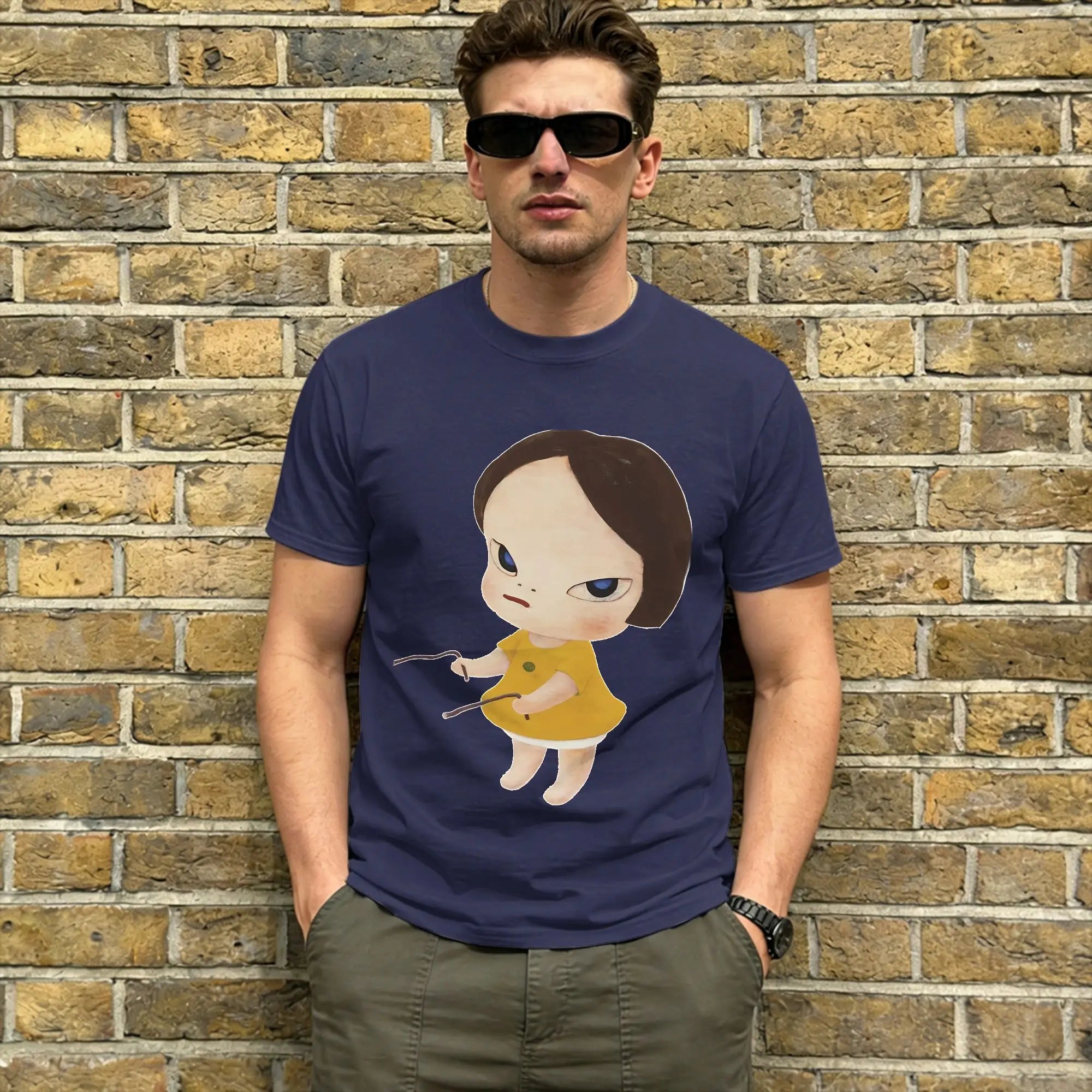 Men's T-Shirts Yoshitomos Nara Funny Pure Cotton Tee Shirt Short Sleeve  T Shirt Round Neck Clothes 4XL 5XL 6XL