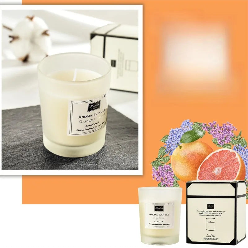 3-Color Glass Jar Scented Candle Natural Soy Wax Smokeless Aromatherapy Candle with 9 Fragrance Options for Home & Gift
