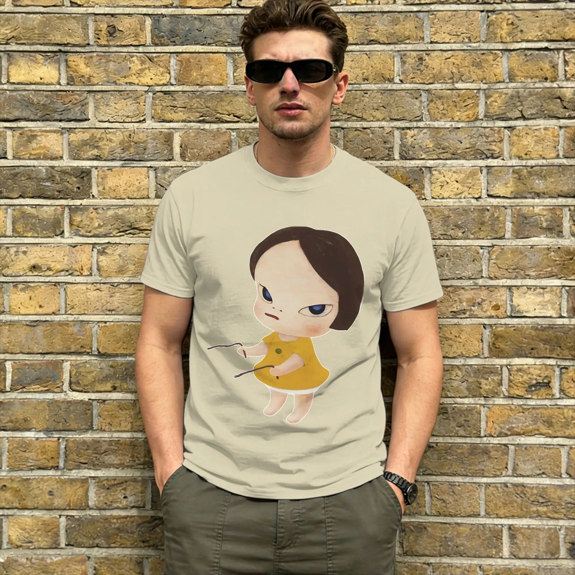 Men's T-Shirts Yoshitomos Nara Funny Pure Cotton Tee Shirt Short Sleeve  T Shirt Round Neck Clothes 4XL 5XL 6XL