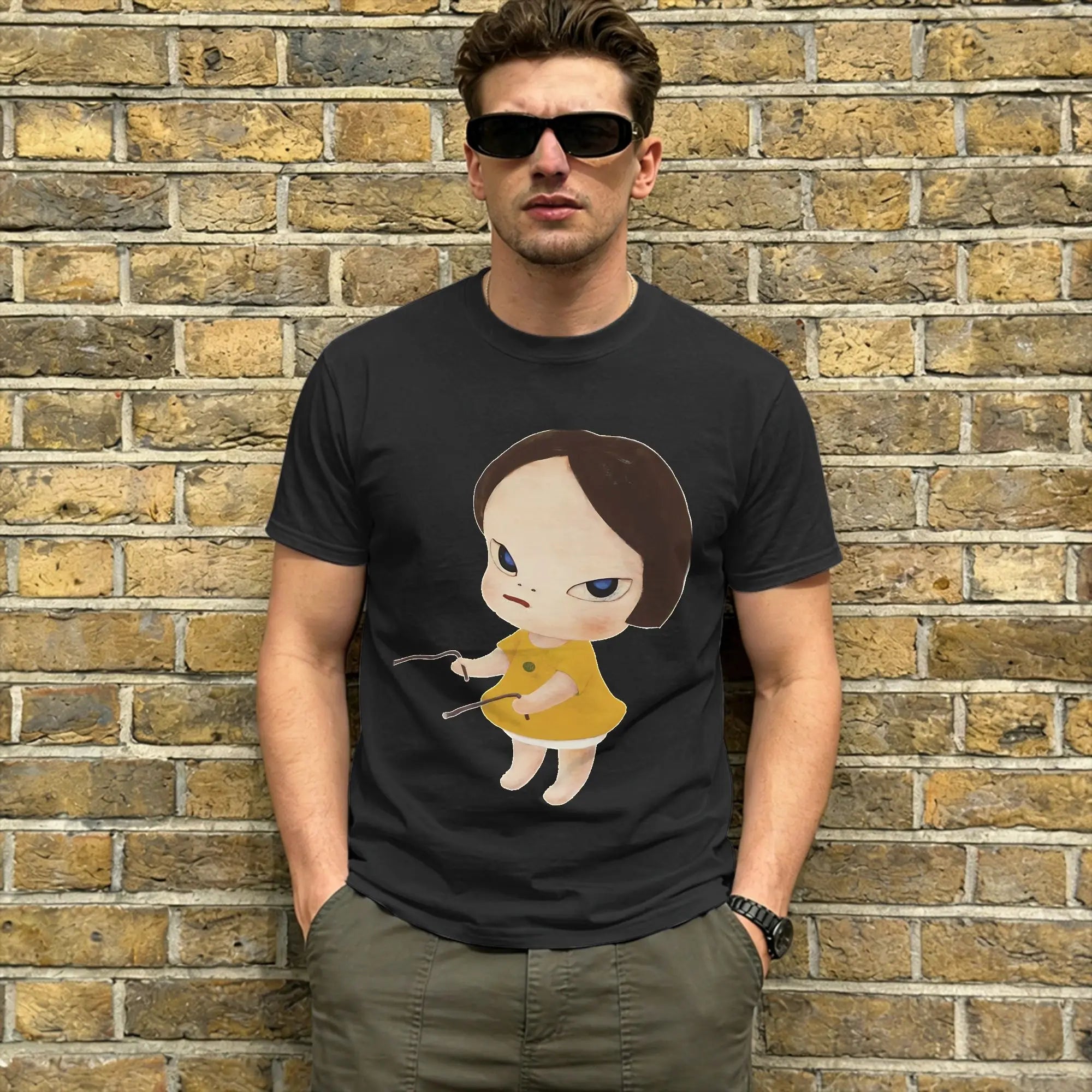 Men's T-Shirts Yoshitomos Nara Funny Pure Cotton Tee Shirt Short Sleeve  T Shirt Round Neck Clothes 4XL 5XL 6XL