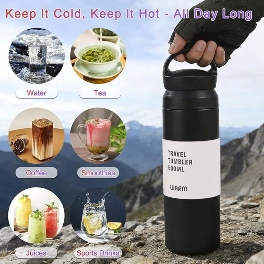 Travel Tumbler Thermos Mug 500ML Stainless Steel Double Wall Tea Coffee Vacuum Flask