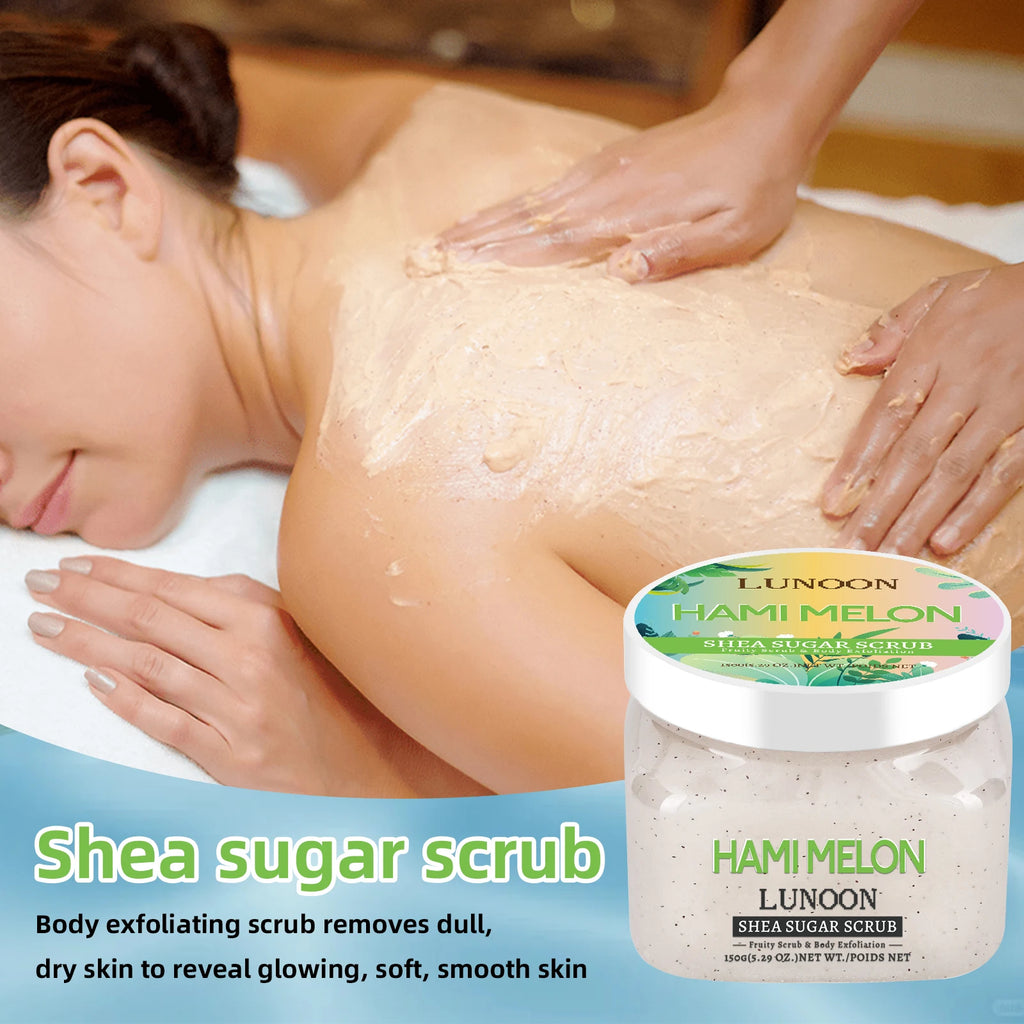 Coconut Shea Sugar Scrub 150g – LUNOON Exfoliating Body Scrub for Smooth Skin, Natural Moisturizing with Coconut & Shea Butter