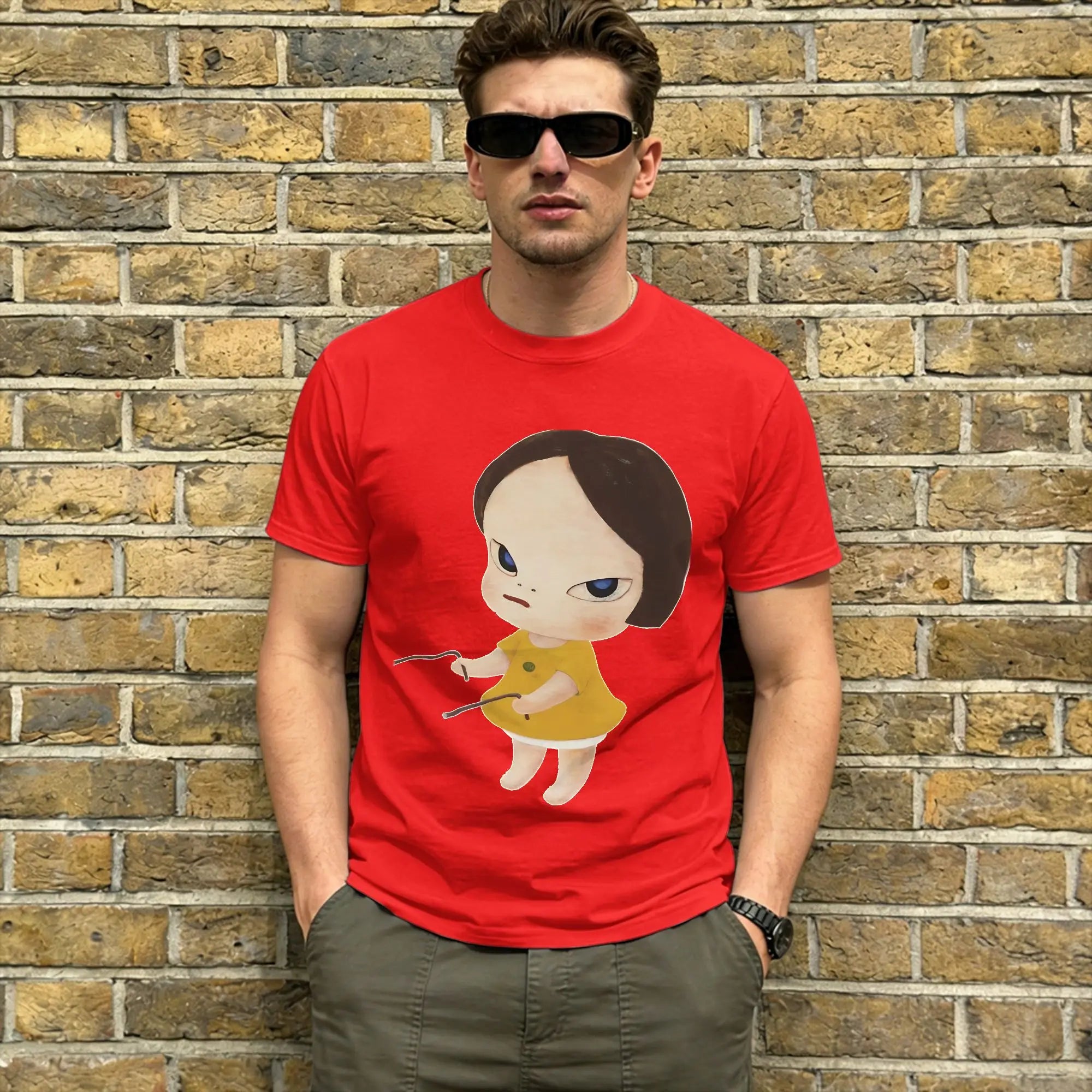 Men's T-Shirts Yoshitomos Nara Funny Pure Cotton Tee Shirt Short Sleeve  T Shirt Round Neck Clothes 4XL 5XL 6XL