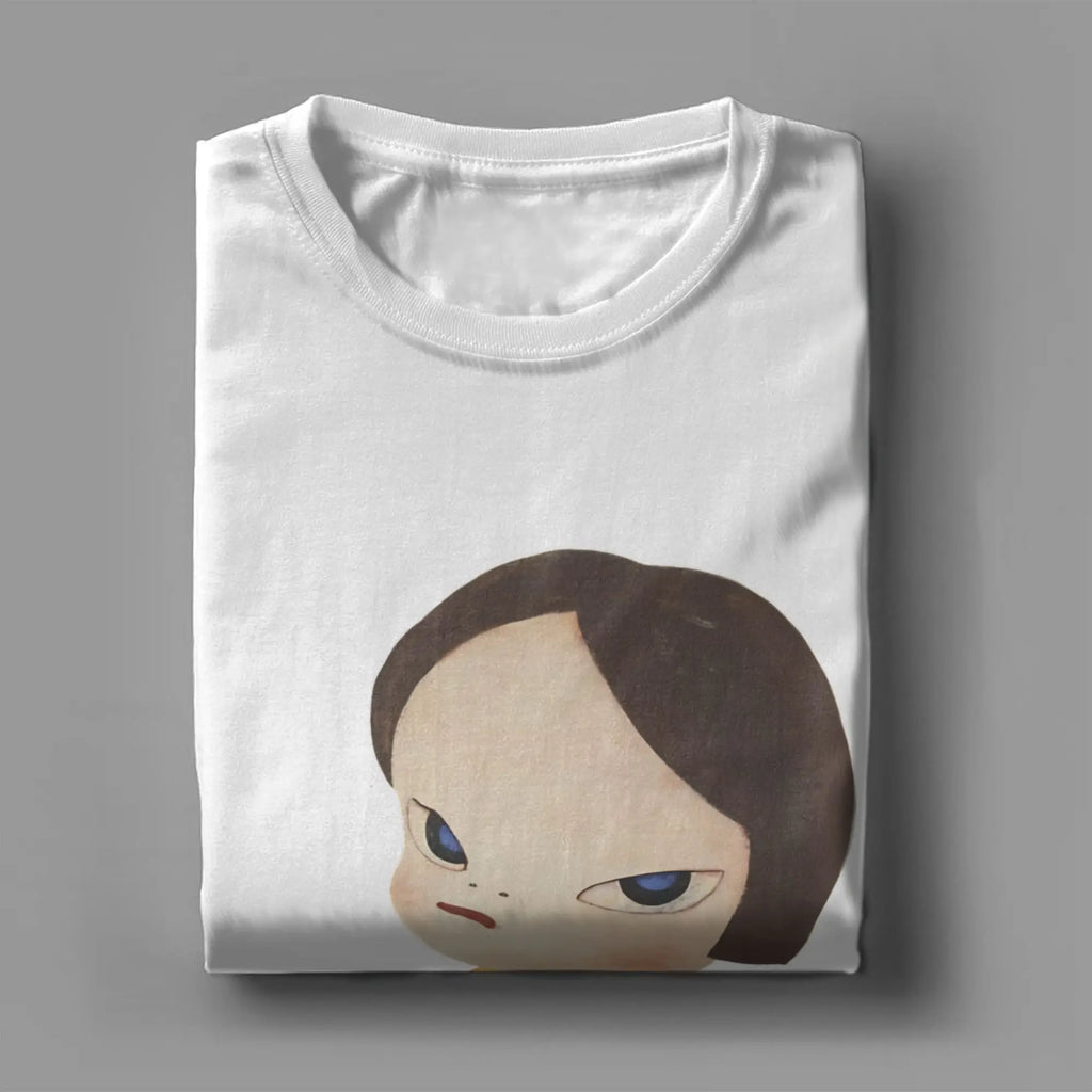 Men's T-Shirts Yoshitomos Nara Funny Pure Cotton Tee Shirt Short Sleeve  T Shirt Round Neck Clothes 4XL 5XL 6XL