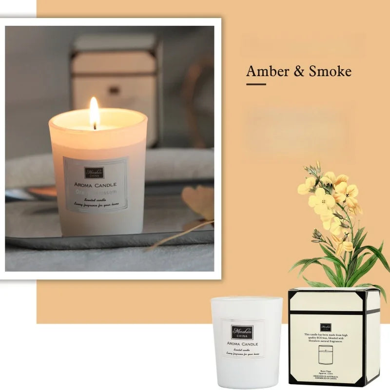 3-Color Glass Jar Scented Candle Natural Soy Wax Smokeless Aromatherapy Candle with 9 Fragrance Options for Home & Gift